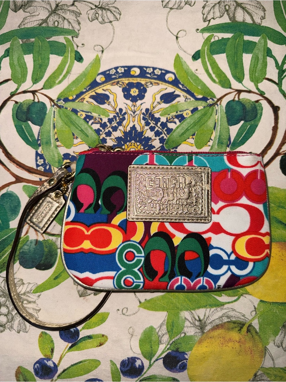 Coach Multicolor Graphic Signature Wristlet - Picture 1 of 9